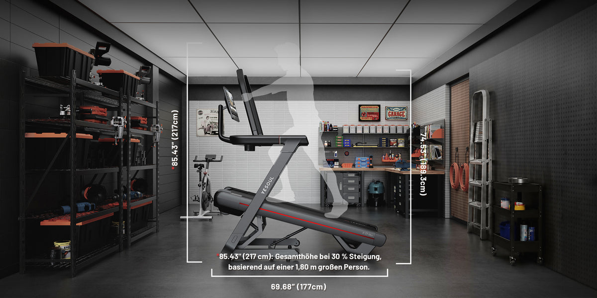 Yesoul T5 Laufband mit Steigung im Wohnzimmer