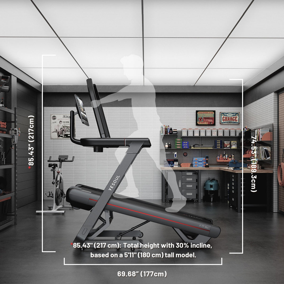 Yesoul T5 Laufband mit Steigung im Wohnzimmer